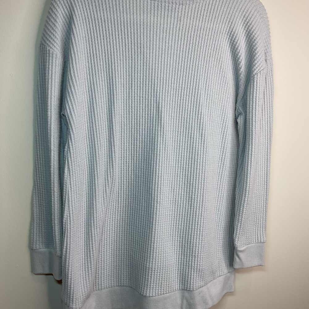 LOFT Light Gray Waffle Knit Top - Picture 5 of 6